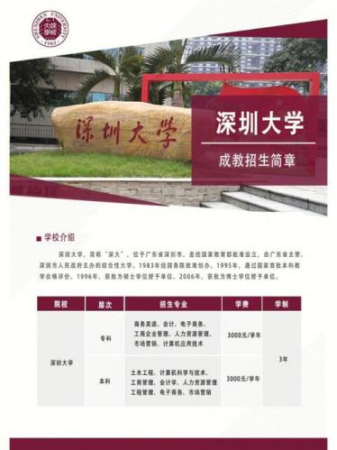 深圳大专成考有哪些专业?深圳成考大专院校名单?