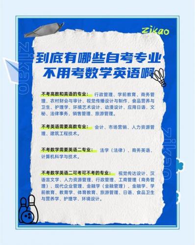 自考有哪些专业没有高数(自考有哪些专业不用考数学和英语)