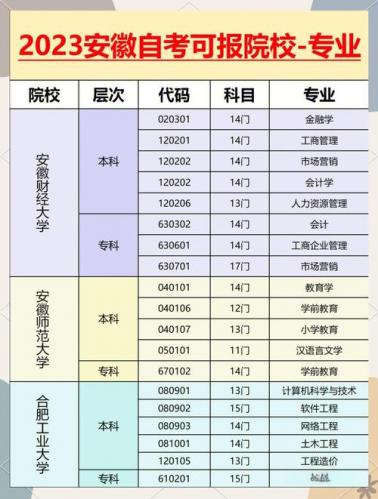 滁州自考哪些专业(安徽自考专科考哪些专业比较容易)